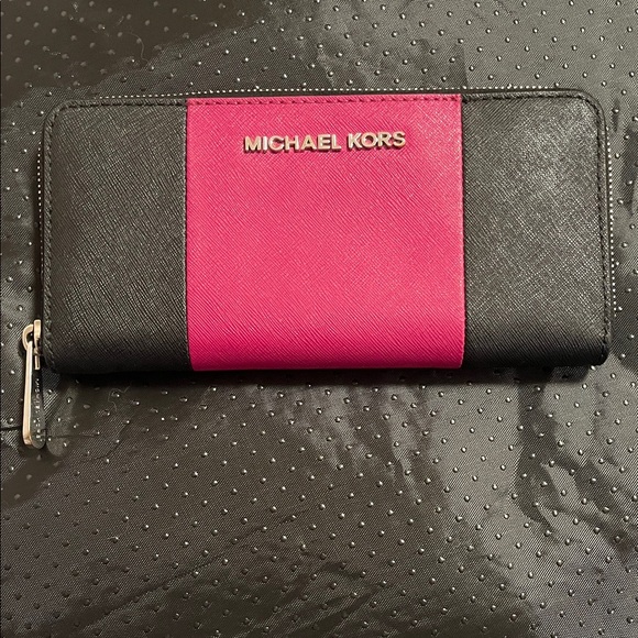 Michael Kors Handbags - Michael Kors Black and Fuchsia Wallet